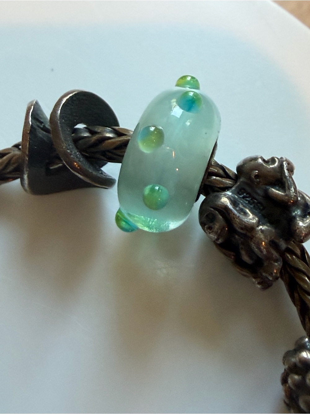 Trollbeads Bracelet with 10 Vintage Beads, Sterling Silver Chain - Picture 9 of 16